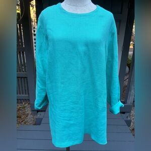 Vintage Terry Ward Turquoise Long Sleeve Linen Shirt~Tunic